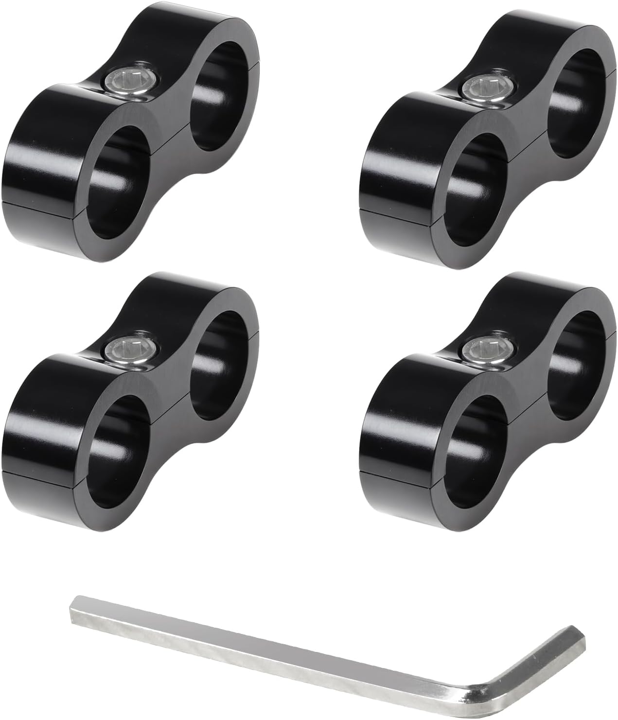 Abrazadera separadora manguera AN6 aluminio negro 4pcs