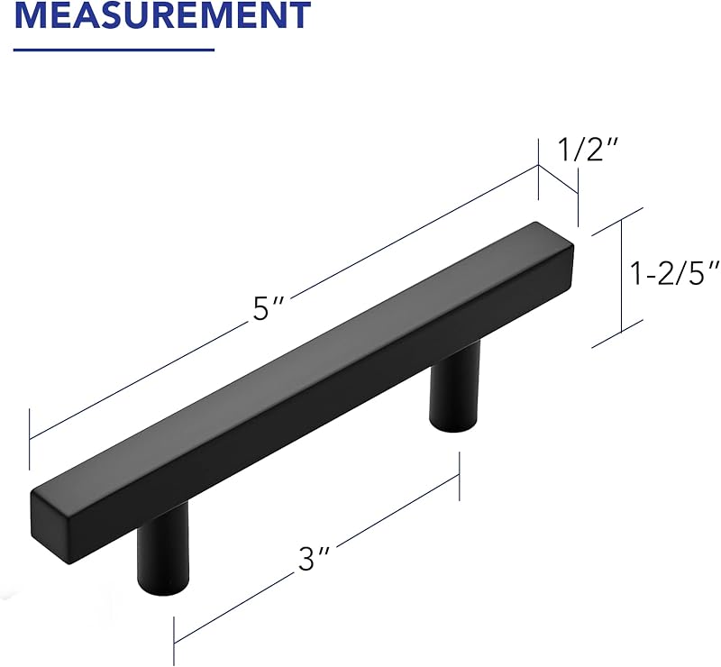 20 Tiradores Acero Inox 5" Negro Mate para Gabinetes