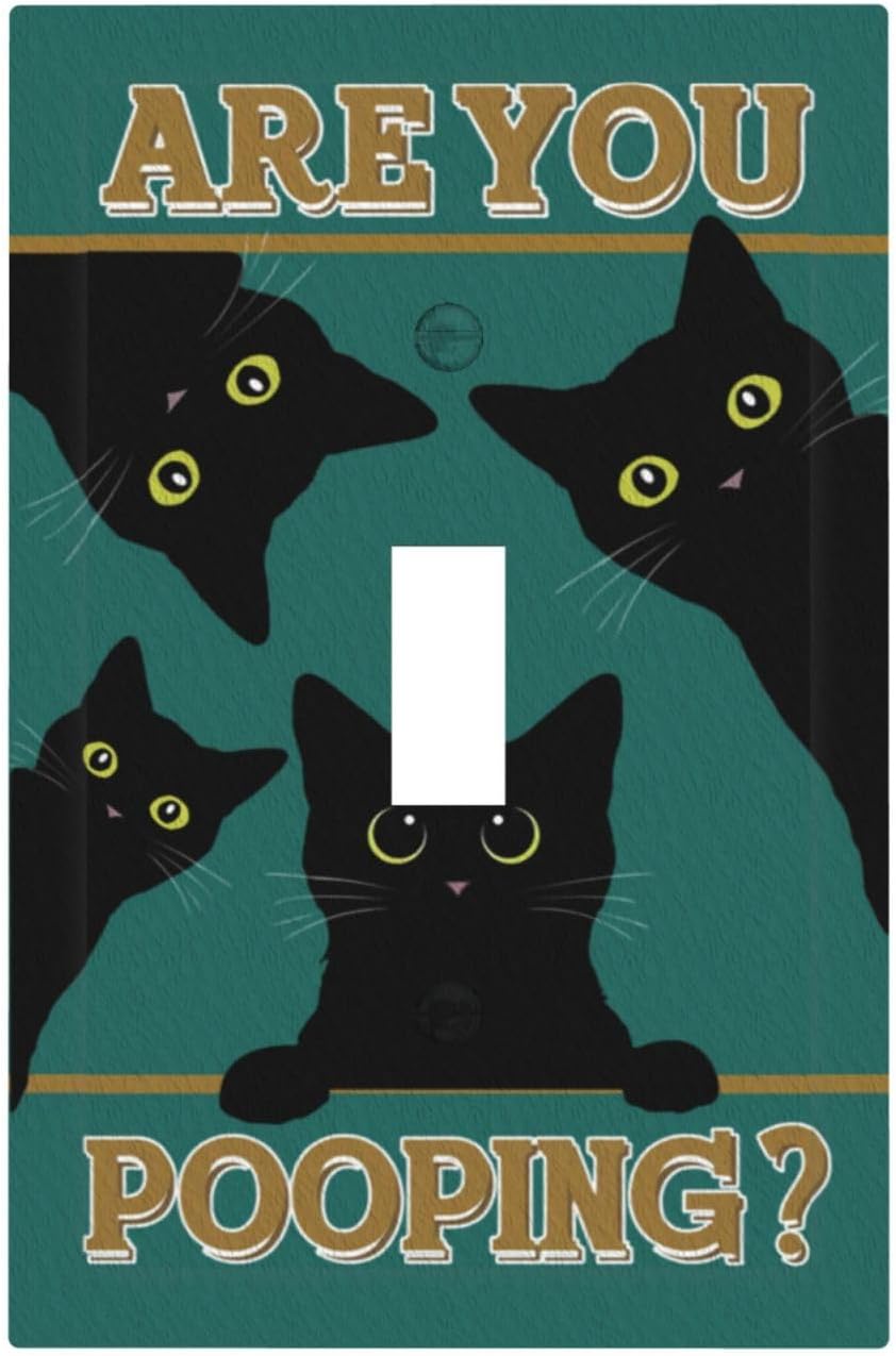 Placa interruptor gato negro divertida para baño dormitorio
