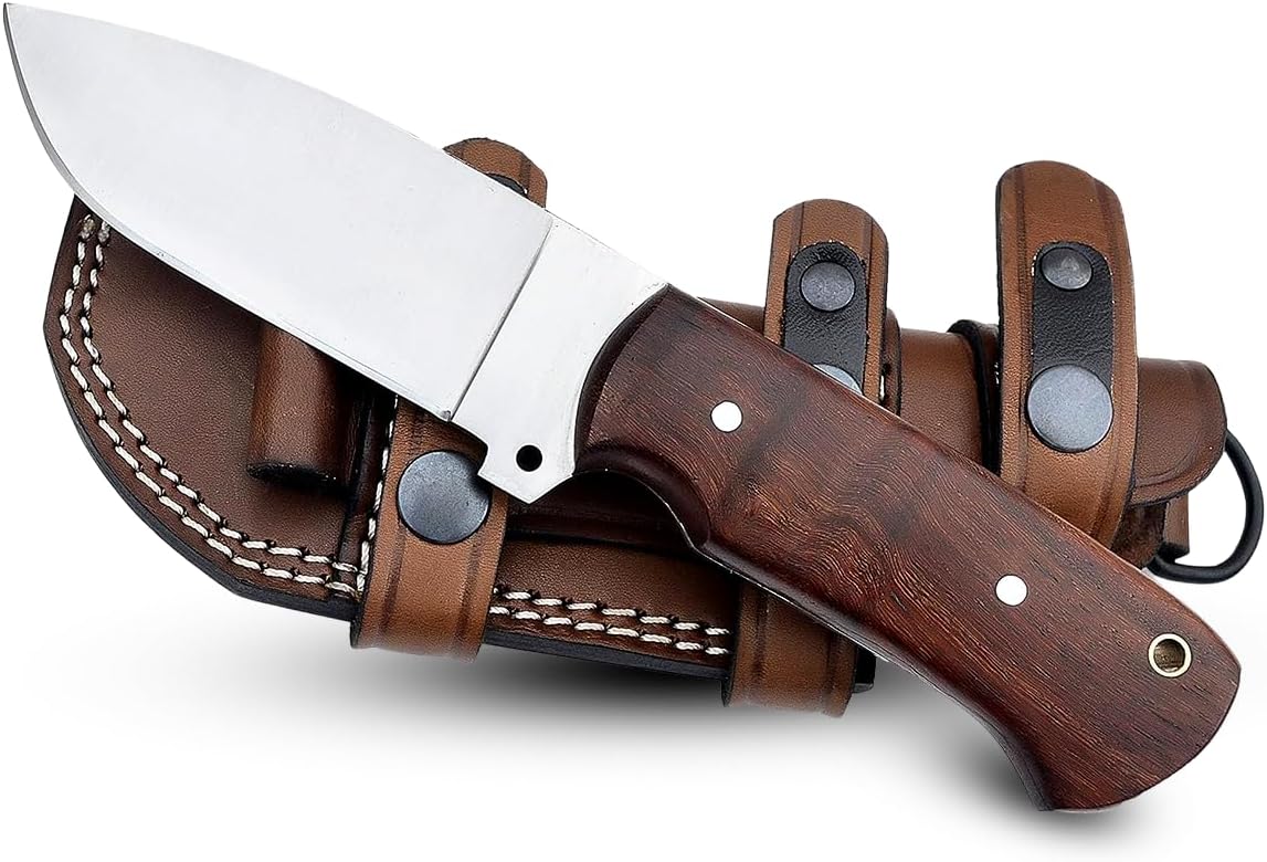 Cuchillo fijo acero alto carbono mango palo rosa compacto