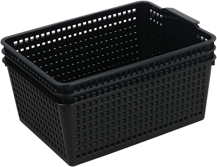 3 Pack Cestas Almacenamiento Plástico Negro