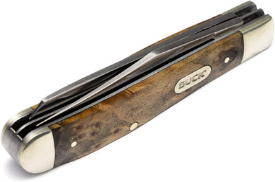 Cuchillo bolsillo plegable 2 hojas mango madera