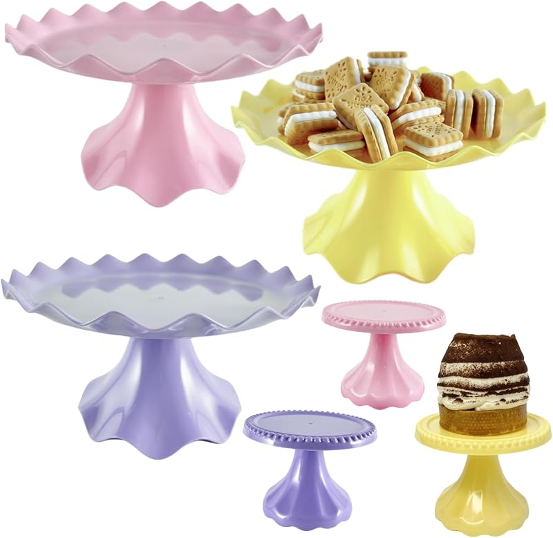 6 Exhibidores Mesa Postre Plástico 9pulg 4pulg