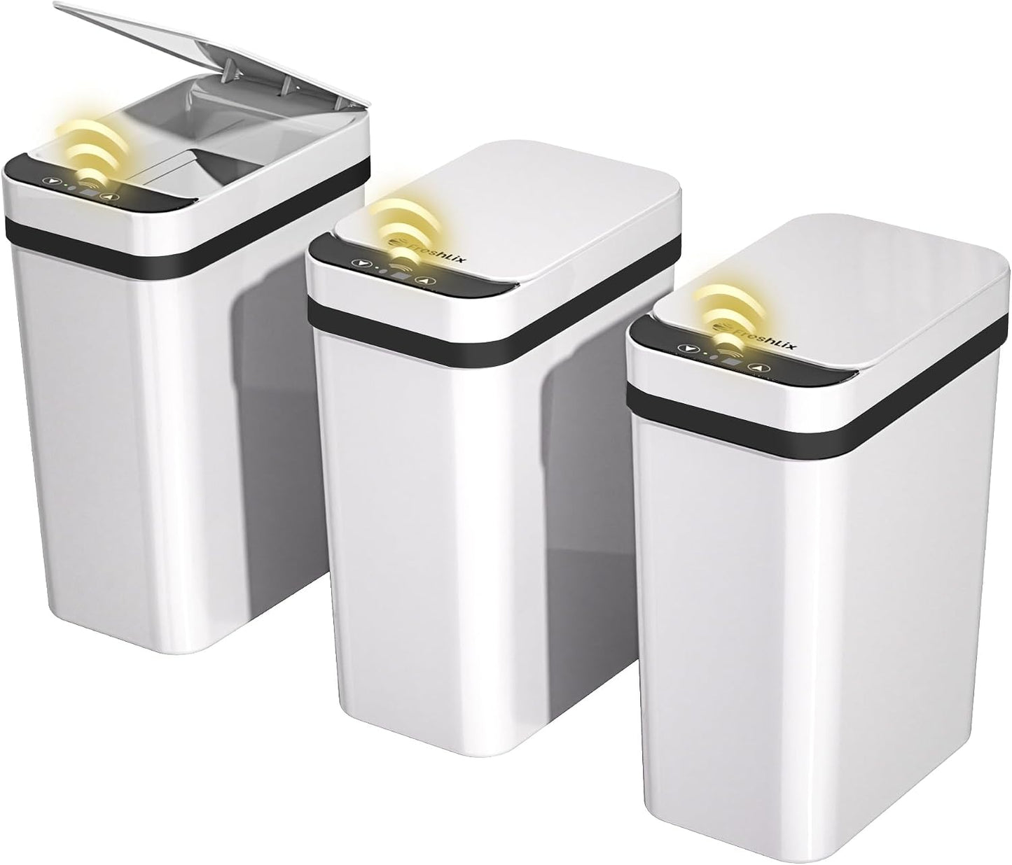 3 Cubos Basura Baño 2.6gal Sensor Movimiento Tapa