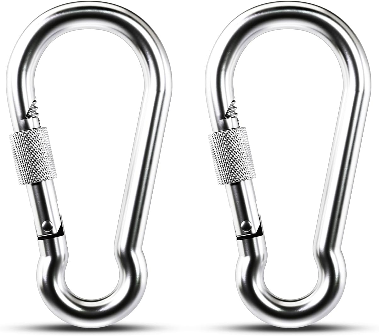 2 Mosquetones Acero Inox 4pulg Resistentes para Camping