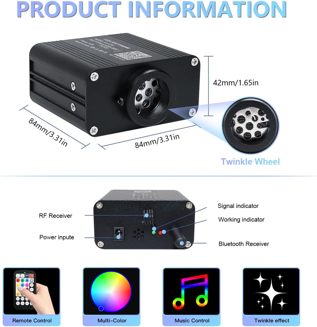 Kit luces techo RGBW automóvil 16W control remoto Bluetooth