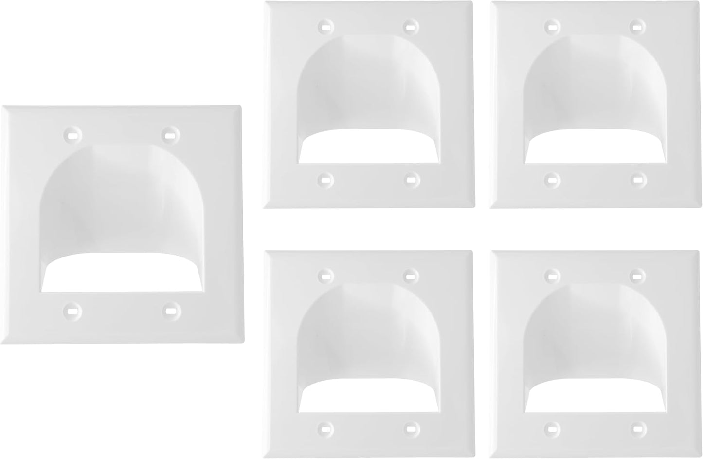 Placa pared paso cable dual 2 bandas bajo voltaje blanco set 5