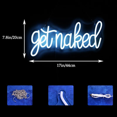 Letrero neón Get Naked para decoración pared boda aniversario