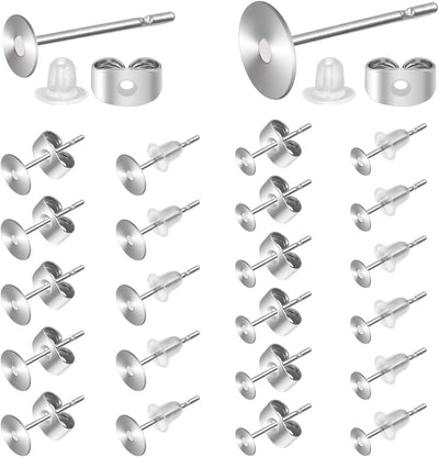 Postes acero inox y goma para aretes fabricación joyas