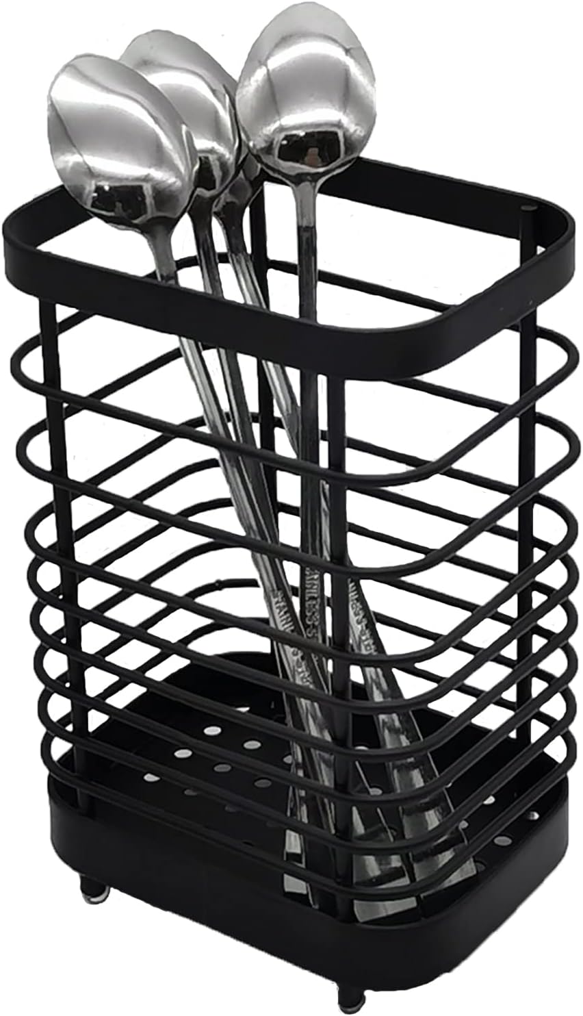 Soporte utensilios acero inox 6x4x3" negro encimera