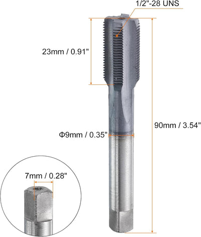 Tornillo rosca 1/2-28 cobalto acero alta velocidad 4 flautas