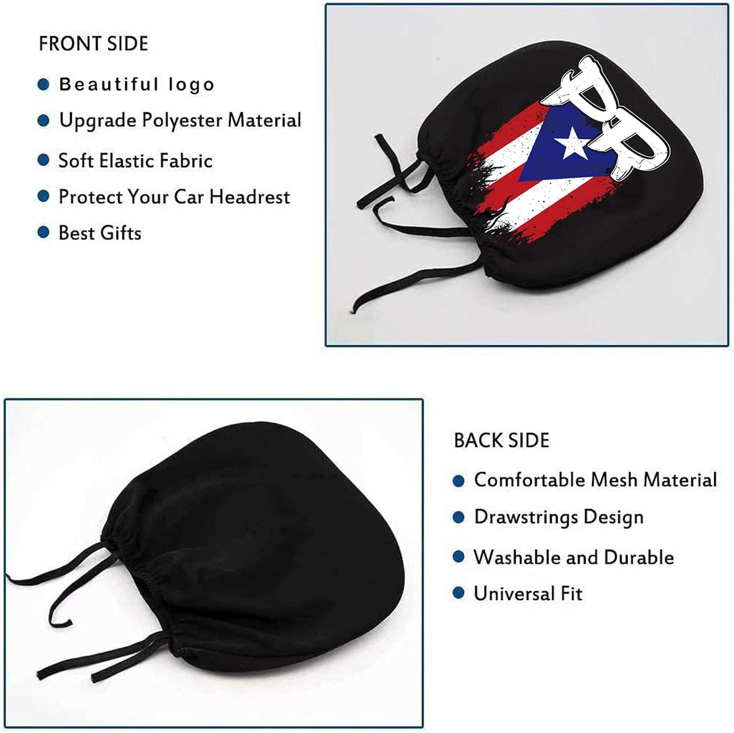 2 Fundas Reposacabezas Universal para Puerto Rico PR