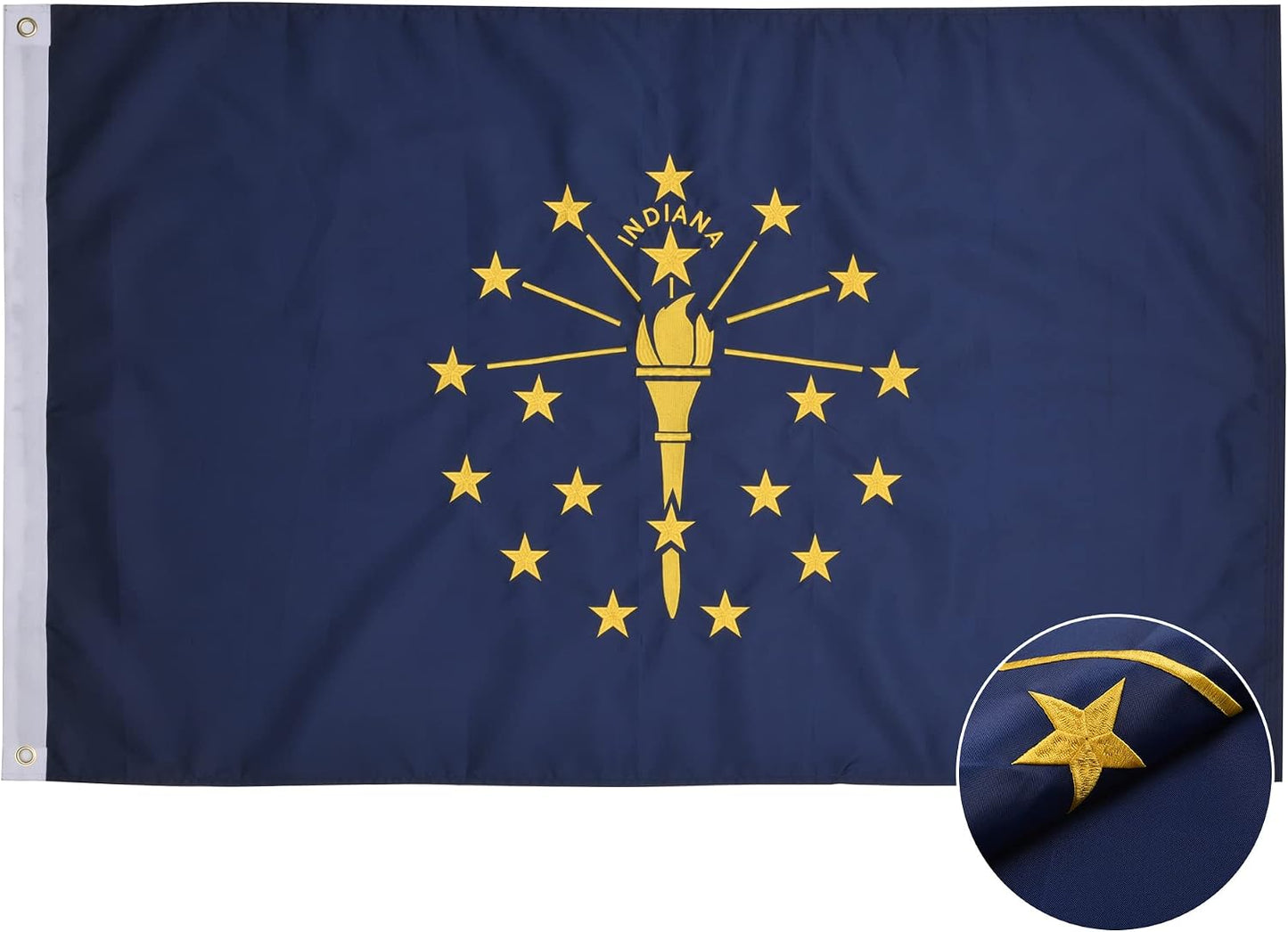 Bandera Indiana 3x5ft bordada poliéster resistente