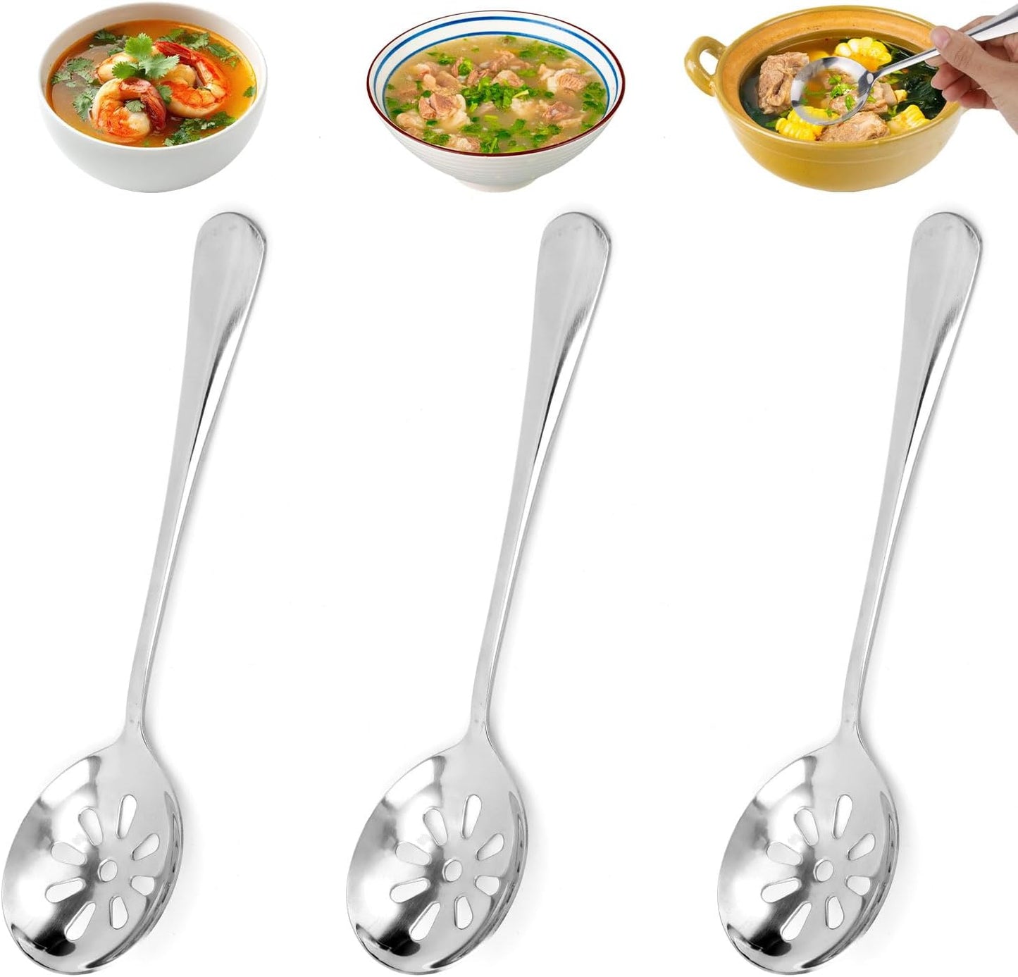 3 Cucharas Acero Inox Ranuradas 7.9x2pulg 9 Agujeros