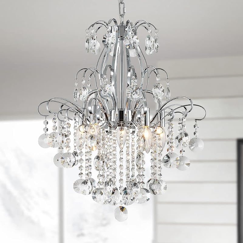 Candelabro cristal 5 luces E12 cromo 22.6x19.2"