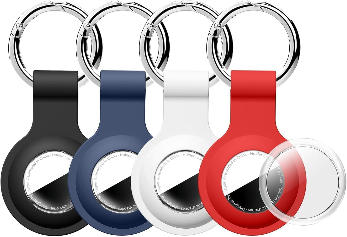 4 Fundas Airtag 1 y 2 Gen Antiarañazos Negro Azul Blanco Rojo