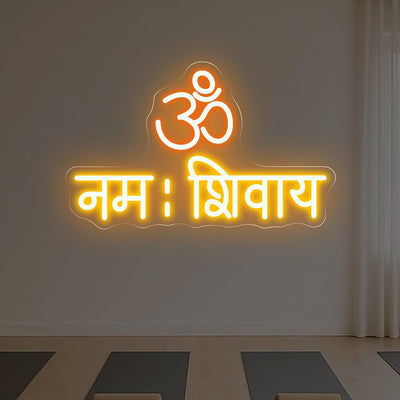 Letrero neón Om Namah Shivaya 15x9.3pulg LED sala yoga