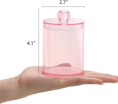 2 Pzas Tarro Baño con Soporte Qtip 10oz Rosa