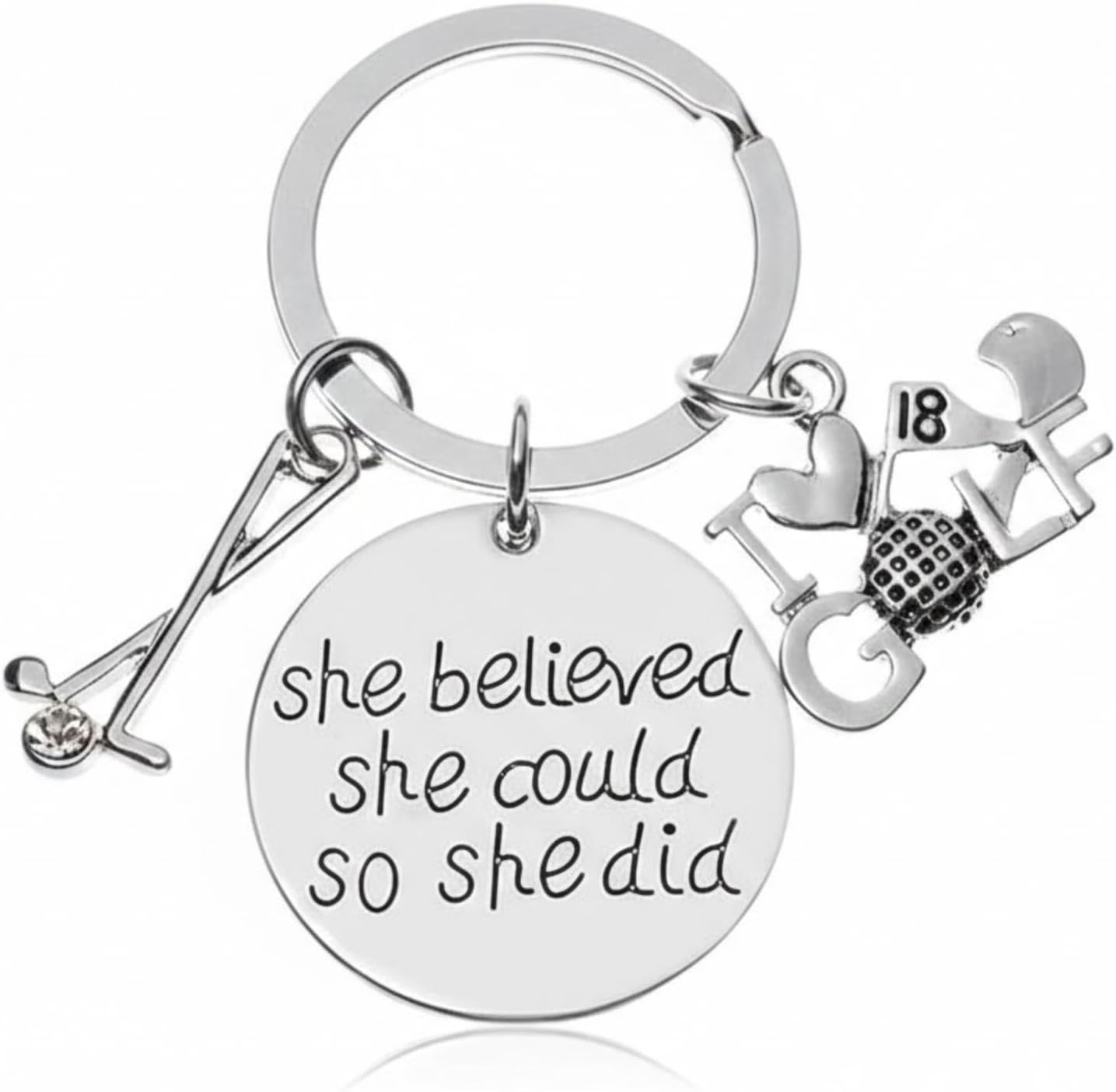 Llavero golf grabado She Believed She Could para niñas