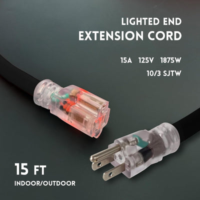 Cable extensión 15ft exterior clavijas iluminadas