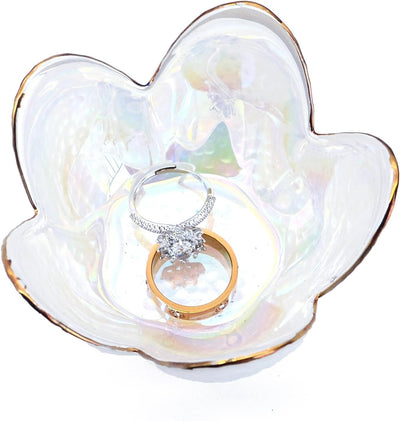 Bandeja organizadora joyas forma flor cristal blanco perla
