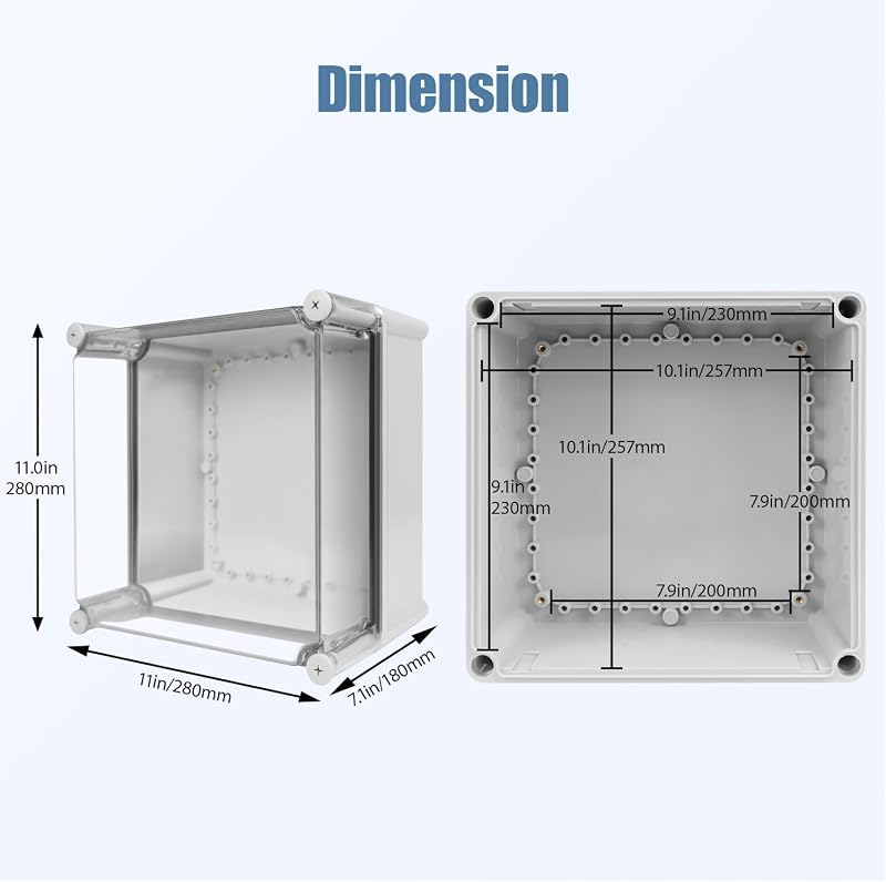 Caja eléctrica IP67 impermeable gris 11x11x7.1"