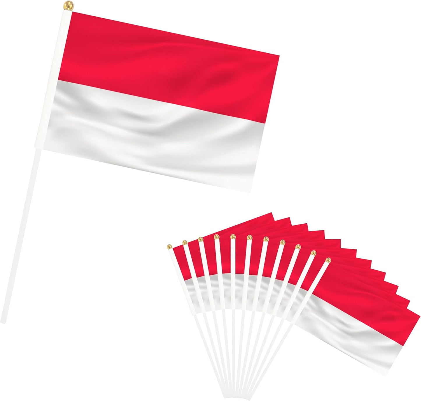 50 Mini Banderas Indonesia con Mástil para Eventos