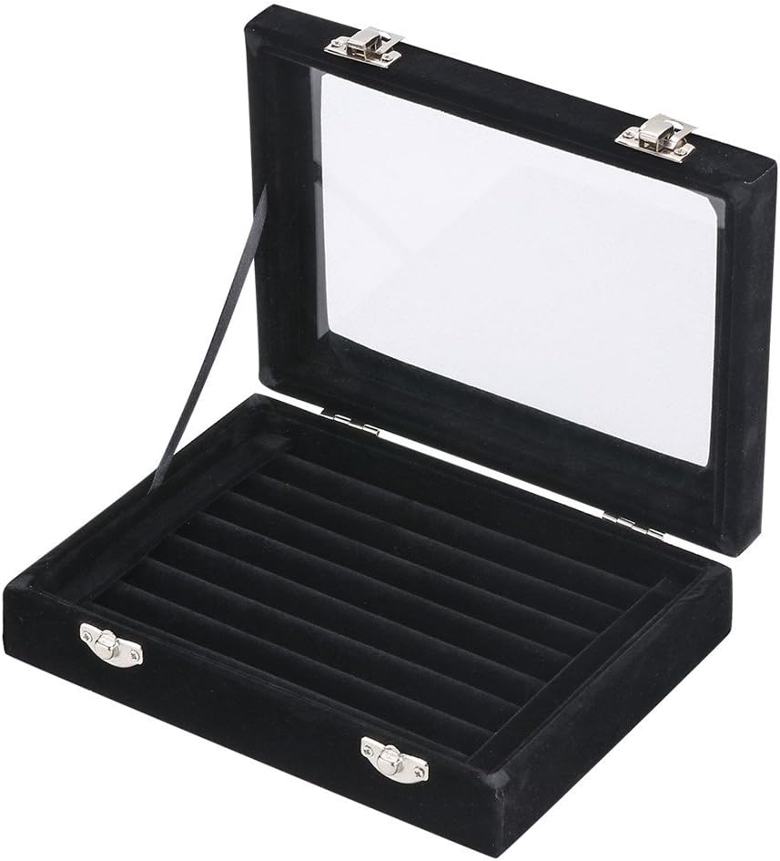 Caja terciopelo para joyas anillos pendientes 2 cierres