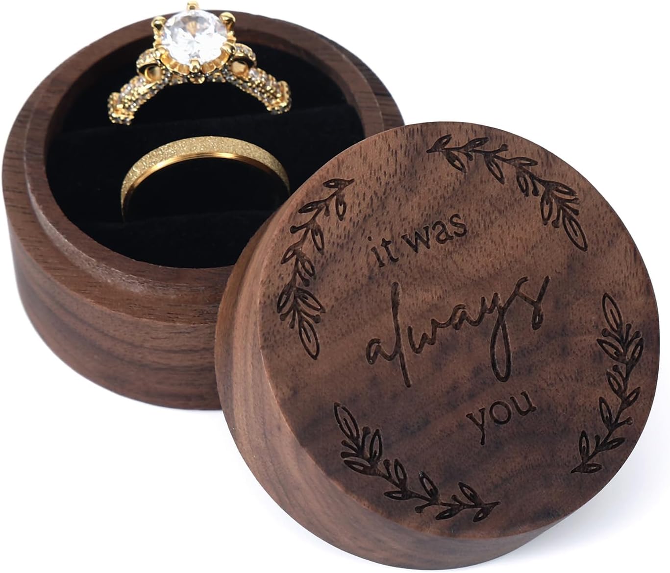 Caja madera para anillos bodas compromiso aniversario