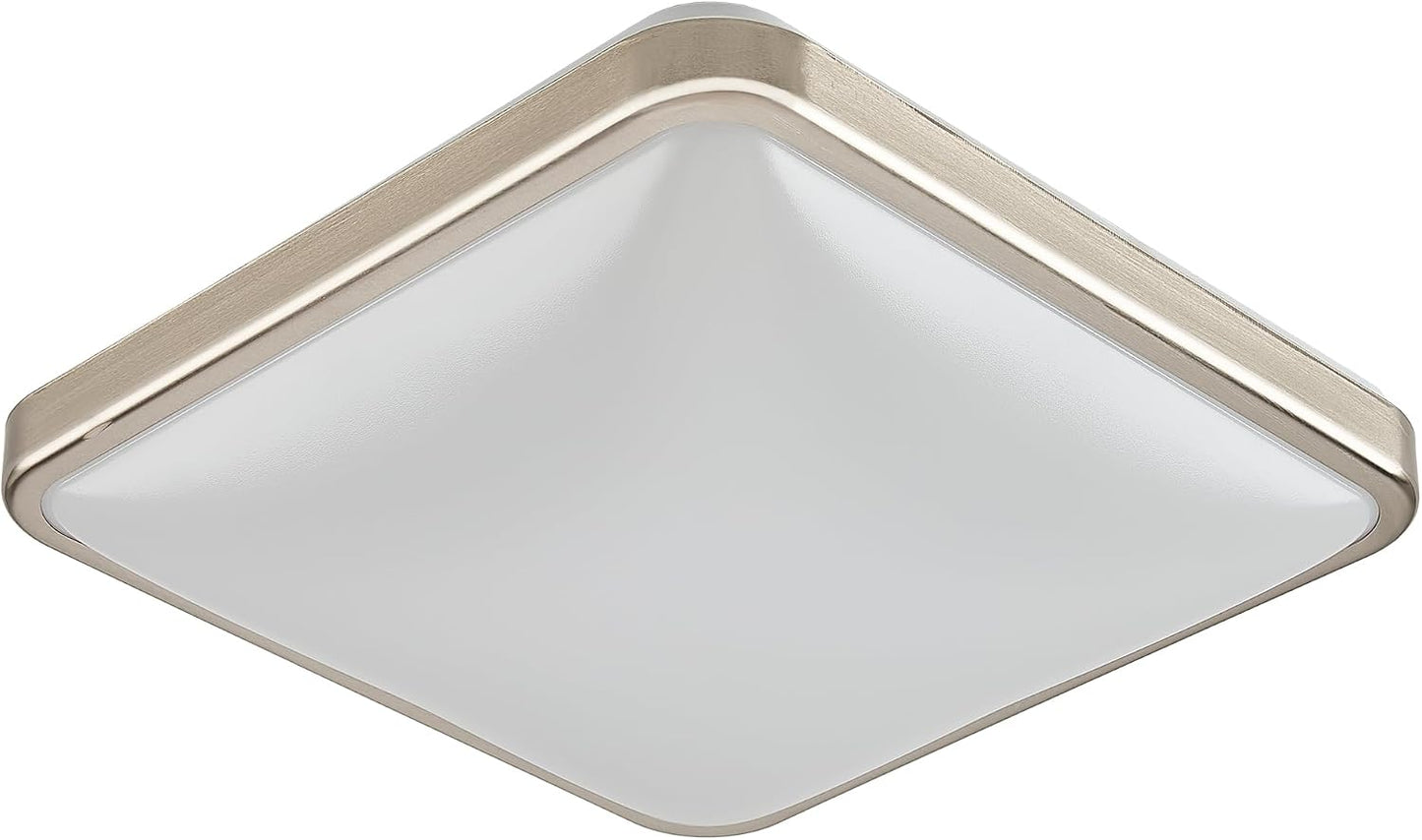 Lámpara techo LED cuadrada 14pulg níquel dormitorio cocina