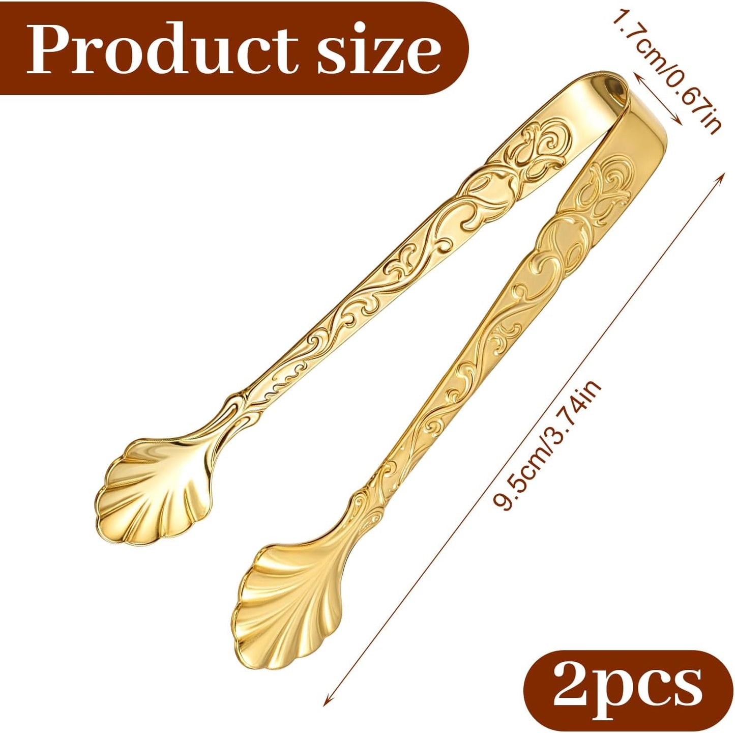 2 Pinzas Azúcar Acero Inox 3.74pulg para Hielo Bar Postres