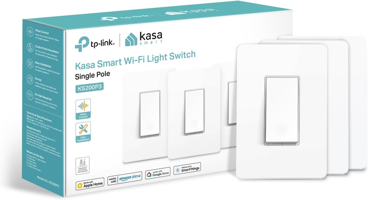 Interruptor luz inteligente Wi-Fi HomeKit 2.4GHz pack 3