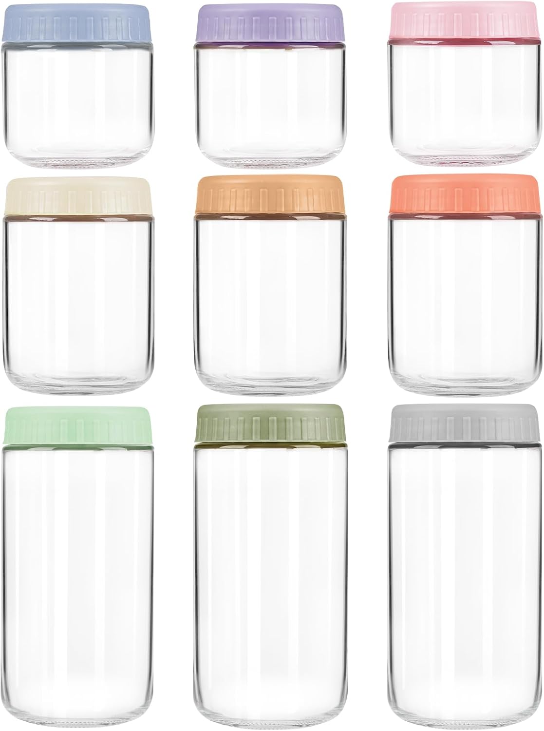 9 Tarros Vidrio Tapas Herméticas 10-24oz Boca Ancha