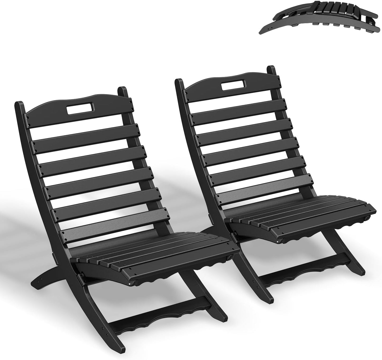 2 Sillas plegables Adirondack plástico HDPE para exterior