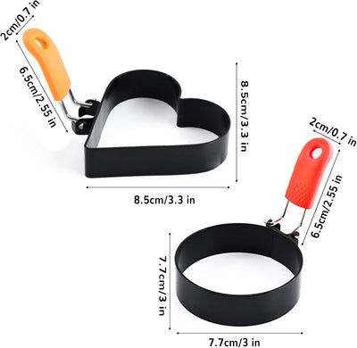 Anillos de huevo para freír huevos molde redondo y corazón 2 piezas