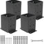 Base poste valla 4 pzas 3.5x3.5 pulg anclaje negro
