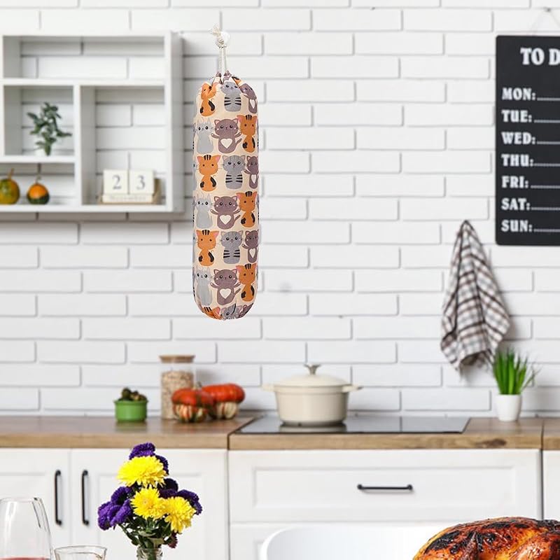 Soporte bolsas plastico pared cocina gato