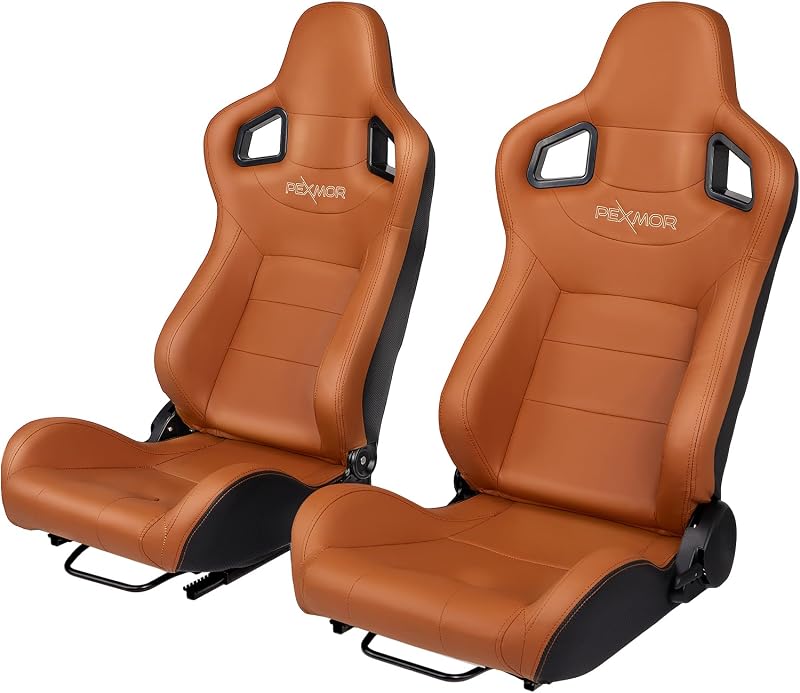 2 Pzas Asientos Reclinables Universal Cuero PU y Carbono