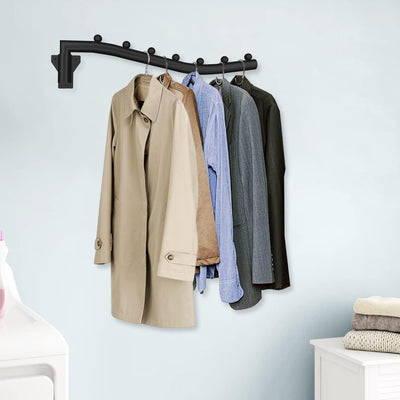 Percha plegable para ropa con brazo oscilante color negro
