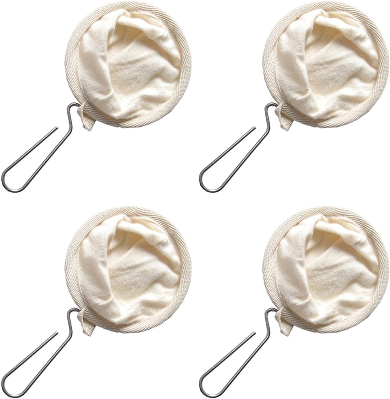 4 filtros de café de tela de franela con mango de acero inoxidable