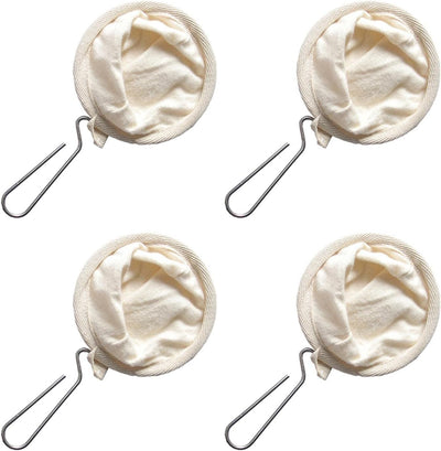4 filtros de café de tela de franela con mango de acero inoxidable