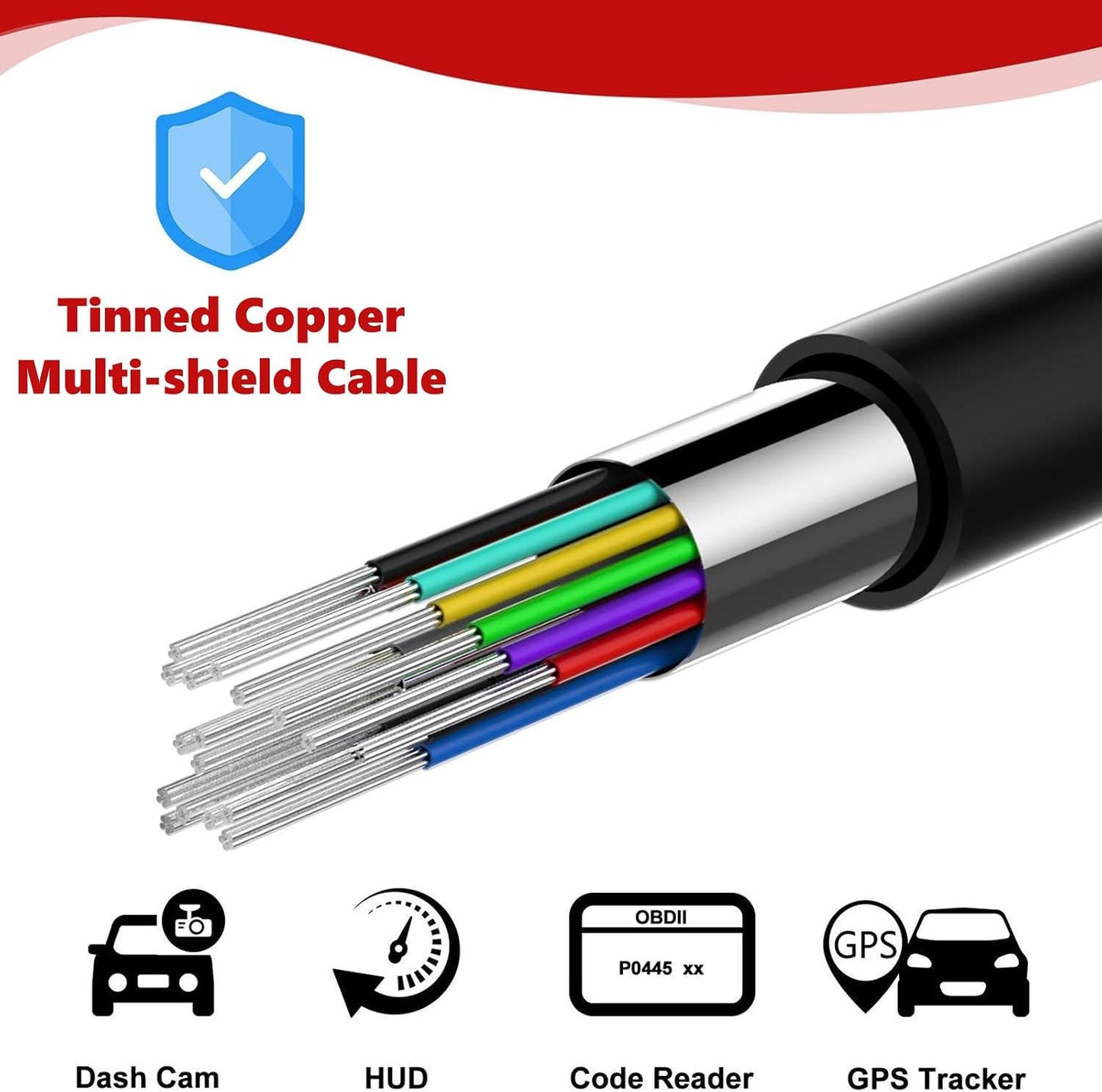 Cable extensión OBD2 16 pies 16 pines macho hembra