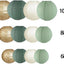 12 Linternas Papel Verde Salvia Doradas Colgantes Decoración