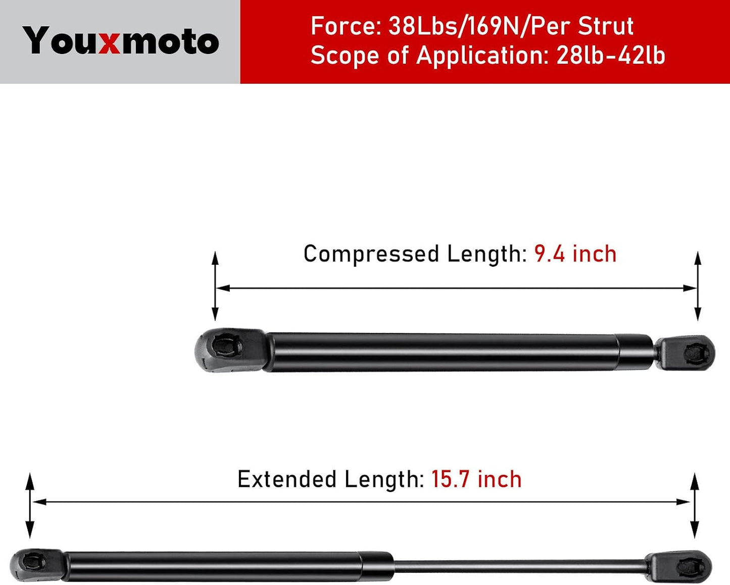 Muelle amortiguador gas 16" para puertas camioneta