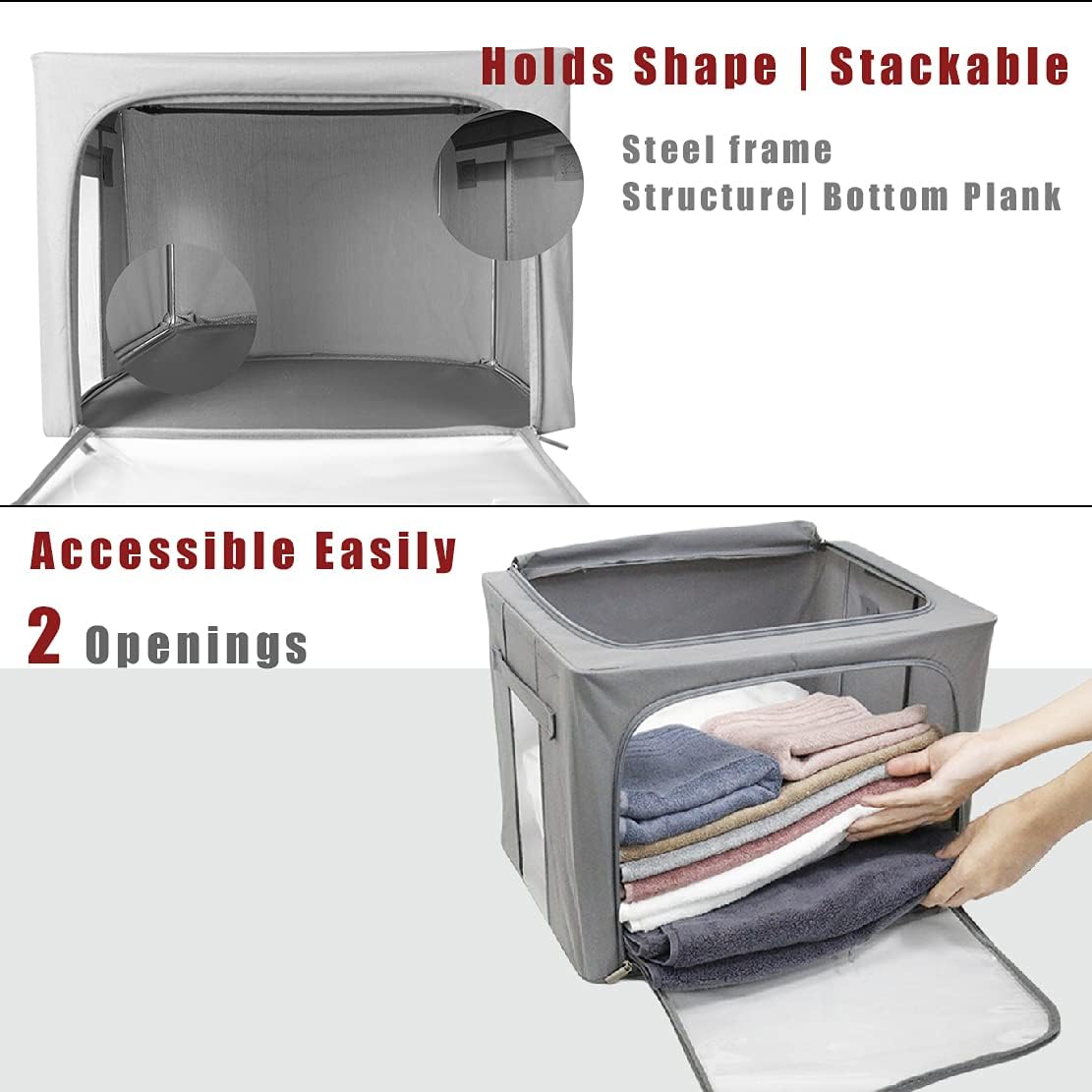 Caja almacenamiento ropa plegable con ventanas
