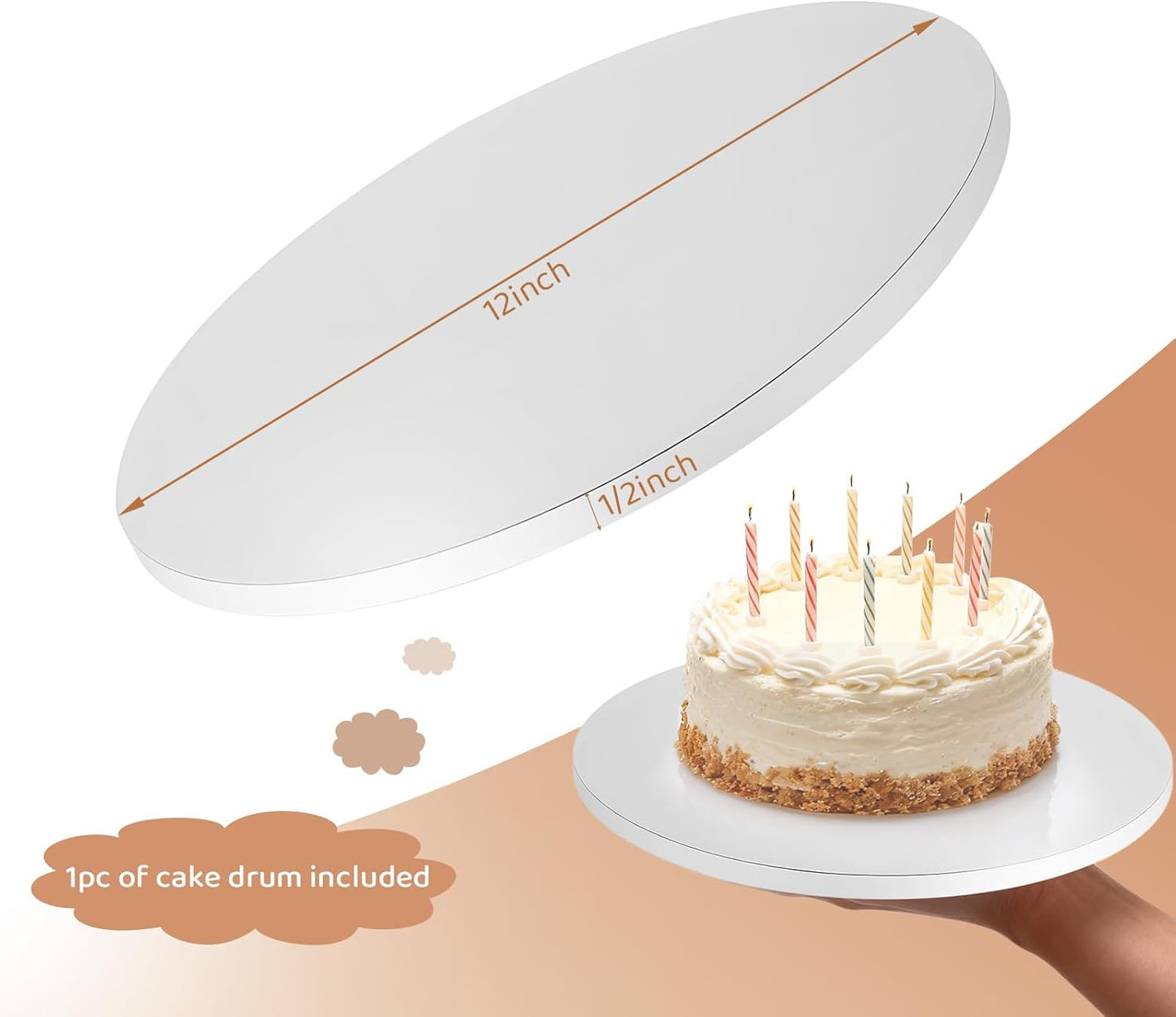 Caja tartas con tabla 12pulg blanca paquete 1
