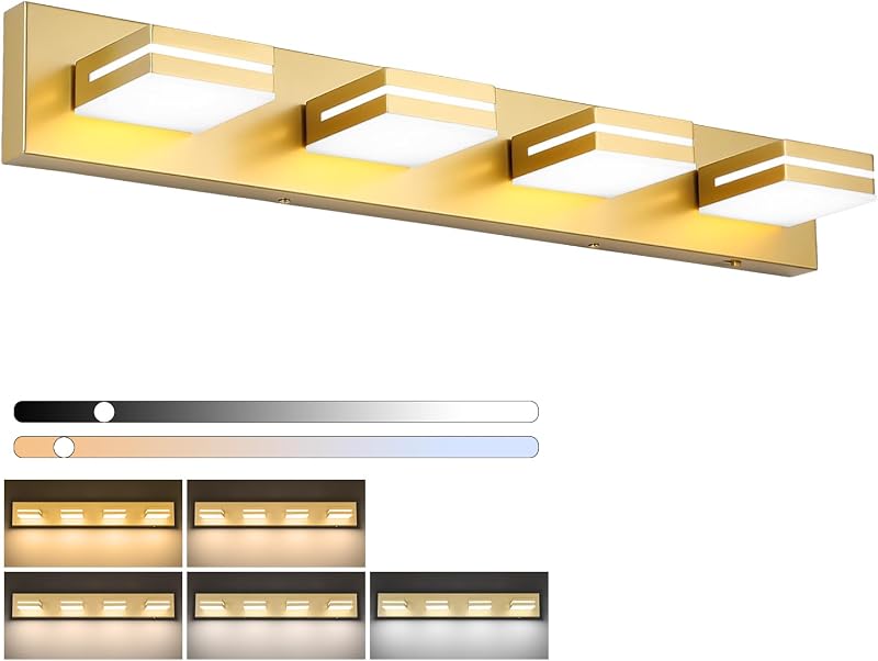 Lámpara LED tocador 30" 5CCT acrílico dorado mate