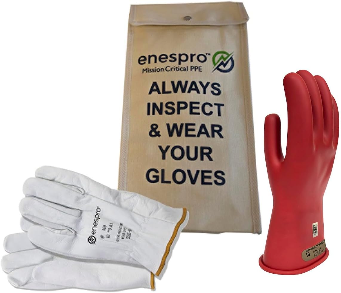Kit guantes aislantes goma roja 500V CA/750V CC