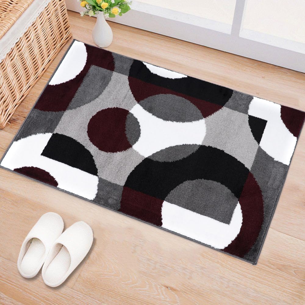 Alfombra moderna burdeos 2x3ft para oficina sala dormitorio