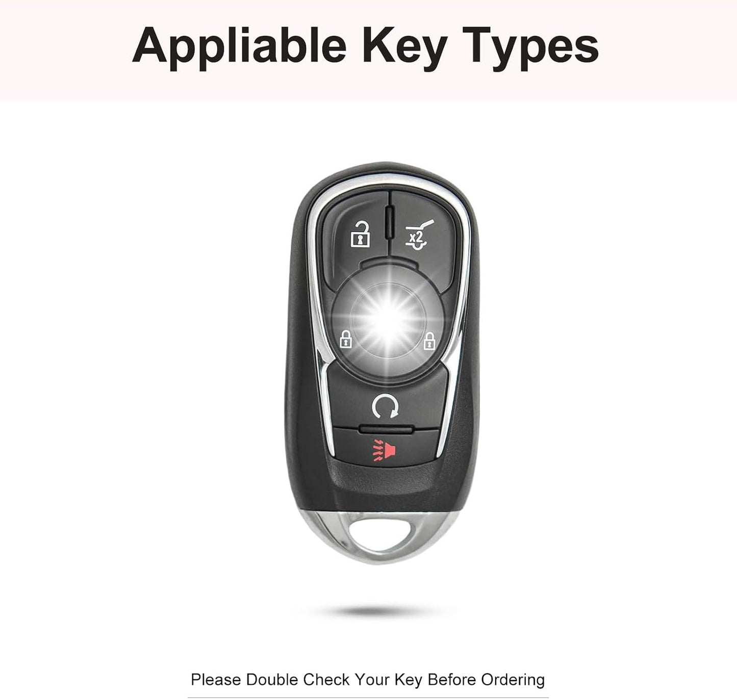 Protector llave Buick con cadena piel genuina cristal